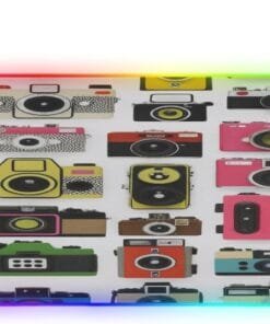 Old Fashioned Photo Cameras Gaming Mouse Pad Led Mousepads RGB Backlit with 14 Lighting Modes, Non Slip Base Soft Computer Keyboard Mat for Gaming PC Laptop Desk, S