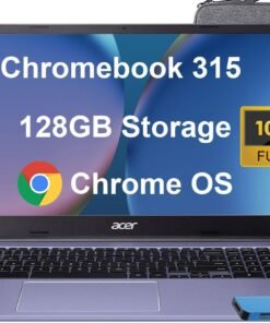 acer Chromebook 315 (15.6" FHD, Intel Celeron N4500, 4GB RAM, 128GB Storage (64GB eMMC + 64GB SD Card) Home & Student Laptop, 10-Hr Long Battery Life, IST Hub, Wi-Fi 6, Webcam, Chrome OS, Purple