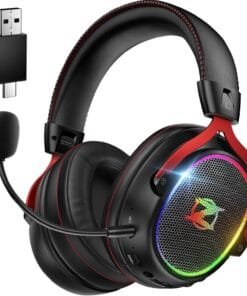 Ozeino Wireless Gaming Headset for Ps5 Ps4 PC Laptop Switch -2.4GHz Wireless Headphones with Detachable Noise Canceling Microphone 40H Playtime, Black