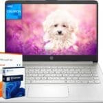 HP 14 inch Laptop Student & Business, Intel Celeron N4120, 16GB RAM, 128GB eMMC, 1 Year Office 365, Intel UHD Graphics, Thin & Portable, Ultra Light, Webcam, Windows 11 Pro