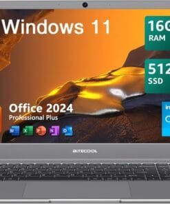 15.6" Windows 11 Laptop, Intel Core i3-5005U, 16GB RAM, 512GB SSD, FHD IPS Display, 2.4G/5G WiFi, BT5.0, RJ45, Webcam, Long Battery Life - for Work, Study, and Entertainment