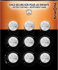 Duracell 2032 Lithium Battery, 9 Count (Pack of 1) Child Safety Features, Compatible with Apple AirTag, Key Fob, Tea Light Candles and Other Devices, CR2032 Battery, Lithium Coin Battery