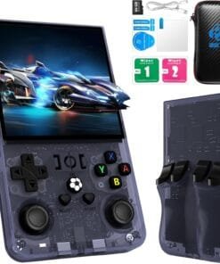 2025 New Upgrade R36MAX Retro Handheld Game Console with 64G Built-in 18000+ Classic Games, Portable Hand Held Open Source Linux System 4.0-in 4k HD IPS Screen Video Player (Gray-MAX 64GB)