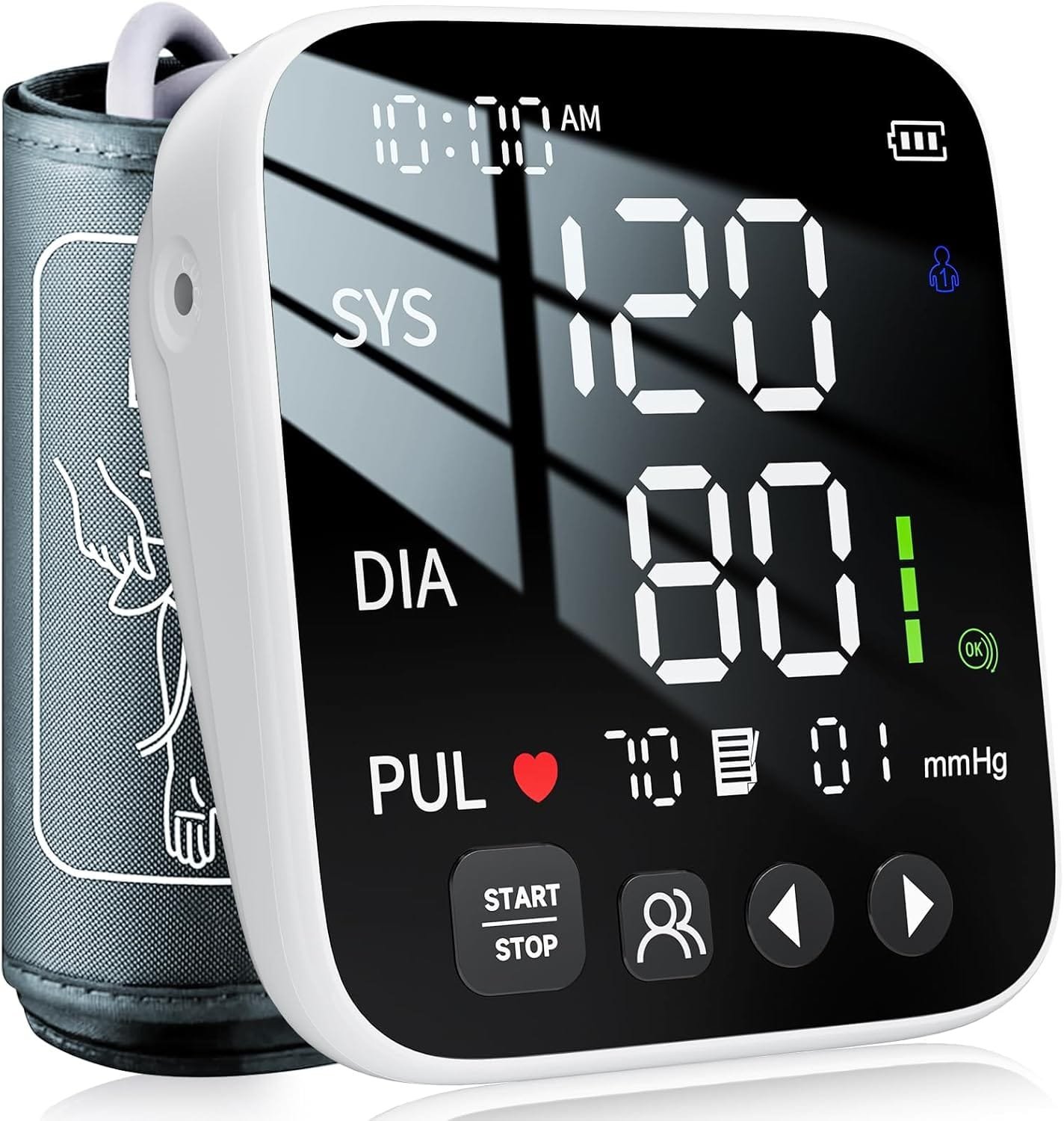 Blood Pressure Monitor for Home Use, Automatic Upper Arm BP Machine - Medical Grade, FDA Cleared, Adjustable Cuff Size, for 2 Users, with 300 Sets Memory and HR Detection