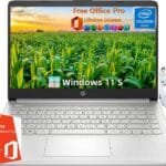 HP 14" Laptop for Student Business, with Office Lifetime License & Windows 11 S, Intel Dual-Core N4120, 16 GB RAM, 384 GB Storage(128GB eMMC+256GB Micro SD), Ultra Light, Webcam, WiFi, HDMI, Silver
