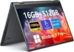 Touchscreen Laptop Computer, 14 Inch 2 in 1 Gaming Laptop, Intel N100, 16GB RAM 512GB SSD, 1920 x 1080, Fingerprint Unlock, Backlit Keyboard, Wi-Fi 6, BT5.2, Windows 11 Pro