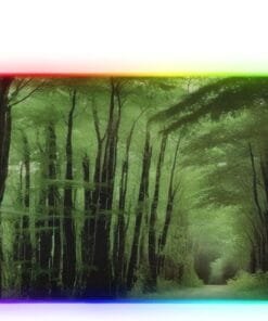 Green Forest Path Gaming Mouse Pad Led Mousepads RGB Backlit with 14 Lighting Modes, Non Slip Base Soft Computer Keyboard Mat for Gaming PC Laptop Desk, M