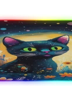 Calico Cat Dreamy Flowers Gaming Mouse Pad Led Mousepads RGB Backlit with 14 Lighting Modes, Non Slip Base Soft Computer Keyboard Mat for Gaming PC Laptop Desk, S