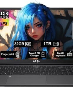 15.6" IPS FHD Gaming Business Laptop, 6 Cores AMD Ryzen 5 6600H, 32GB DDR5 RAM 1TB SSD(Beat i5-12450H, Up to 4.5GHz), 6-Cores 660M GPU, 100W Type-C, Fingerprint, Backlit Keyboard, 54Wh Battery, Win11