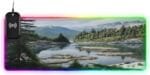 Natural Landscape Forest River Gaming Mouse Pad Led Mousepads RGB Backlit with 14 Lighting Modes, Non Slip Base Soft Computer Keyboard Mat for Gaming PC Laptop Desk, M