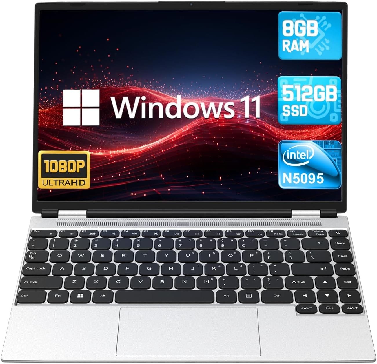 2025 New 14" Laptop Windows 11, 512GB SSD 8GB RAM, Intel Quad-Core Processor (up to 2.9GHz), Work Laptop Computer with 1080P FHD Display, USB Type-C&A, Mini-HDMI, TF Card Slot, WiFi, BT