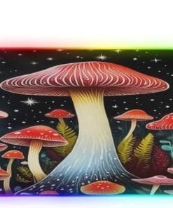 Night Woodland Mushrooms Gaming Mouse Pad Led Mousepads RGB Backlit with 14 Lighting Modes, Non Slip Base Soft Computer Keyboard Mat for Gaming PC Laptop Desk, S