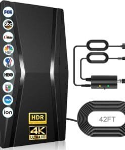 1600+ Miles TV Antenna Indoor,Digital TV Antenna for Smart TV with Strongest Amplifier Signal Booster- High Gain HD TV Antenna for Local Channels -42ft Coax HDTV Cable-Support 8K 4K1080p