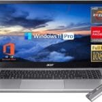 acer Student Business 15.6 "FHD Laptop, AMD Ryzen 7-5700U(Beats i7-1195G7), Windows 11 Pro,32GB RAM,1TB SSD, RJ45, Type-C, HDMI, Annual Microsoft Office License, Skyerd 128 GB Portable SSD Silver