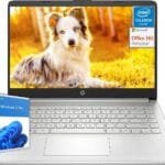 HP 14 inch Laptop Student & Business, Intel Celeron N4120, 16GB RAM, 128GB eMMC, 1 Year Office 365, Intel UHD Graphics, Thin & Portable, Ultra Light, Webcam, Windows 11 Pro
