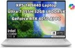 NewDell XPS 14 9440 Powerful AI Laptop 14.5 inch FHD+ Display Intel.Core Ultra 7 155H 32GB LPDDR5X RAM 1TB SSD Geforce RTX 4050 Copilot Key Webcam Backlit KYB Fingerprint WiFi Thunderbolt 4 Win 11 Pro