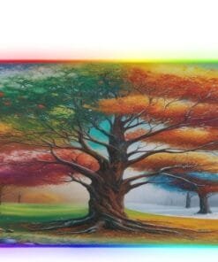 Dreamy 4 Seasons Tree Meadow Gaming Mouse Pad Led Mousepads RGB Backlit with 14 Lighting Modes, Non Slip Base Soft Computer Keyboard Mat for Gaming PC Laptop Desk, M