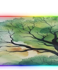 Branch Veins Tree Forest Woodland Gaming Mouse Pad Led Mousepads RGB Backlit with 14 Lighting Modes, Non Slip Base Soft Computer Keyboard Mat for Gaming PC Laptop Desk, M