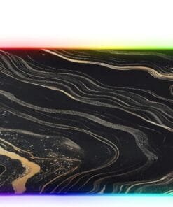 Black Gold Marble Gaming Mouse Pad Led Mousepads RGB Backlit with 14 Lighting Modes, Non Slip Base Soft Computer Keyboard Mat for Gaming PC Laptop Desk, S