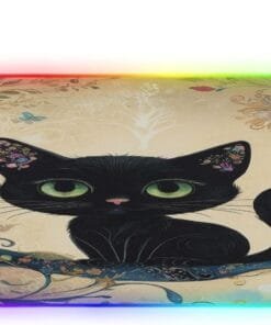 Cat on Branch Gaming Mouse Pad Led Mousepads RGB Backlit with 14 Lighting Modes, Non Slip Base Soft Computer Keyboard Mat for Gaming PC Laptop Desk, S