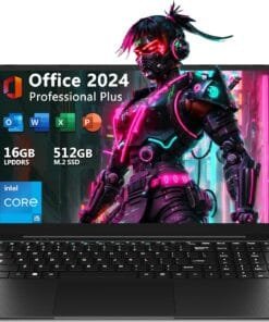 TPV 15.6" Laptop Computer (Intel Core i5 / 16GB RAM/ 512GB SSD), MS Office 2024, FHD Display with 100% sRGB Color Gamut, Windows 11 Pro Notebook PC with Dual Band Wi-Fi, Webcam (Silver)