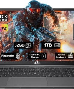 15.6'' FHD IPS Business Gaming Laptop, 6-Cores AMD Ryzen 5 6600H, 32GB DDR5 RAM 1TB SSD(Beat i5-12450H, Up to 4.5GHz), 100W Type-C, 6-Cores 660M GPU, Fingerprint, Backlit Keyboard, Numpad