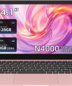 14.1" Laptop Computer 8GB RAM DDR4 128GB SSD Storage, Laptops Z141 Celeron N4000 Processors, HD Screen Display Windows 11 for School Students Business, Pink Laptop